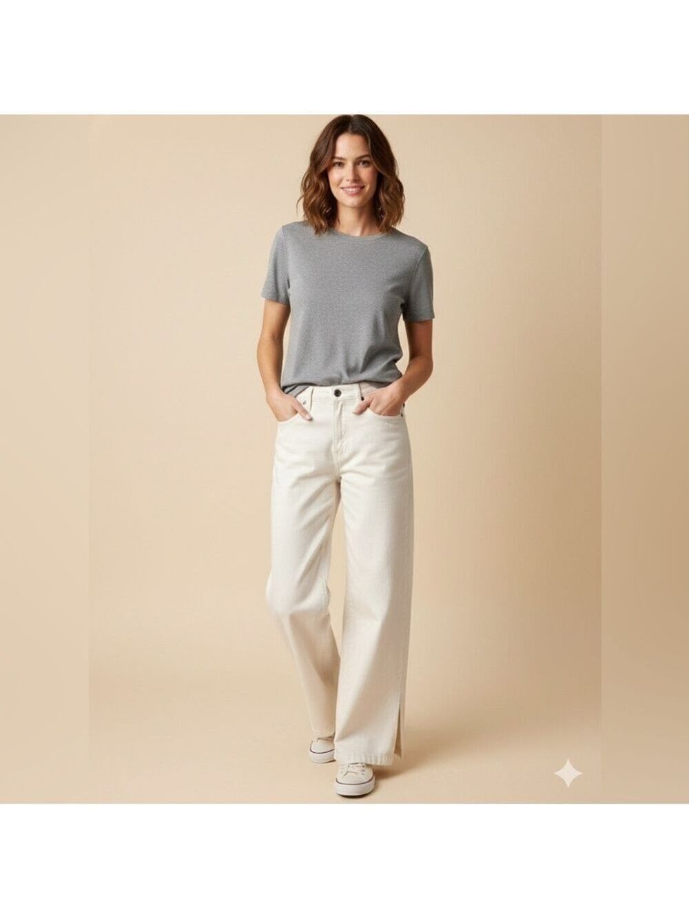 BANANA REPUBLIC Premium Denim Cotton Blend High Rise Wide Leg Jeans w/ Slits 26P